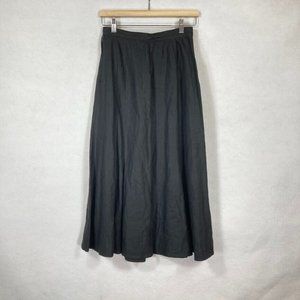 Vintage Mastroianni Black Maxi 100% Linen Skirt Size 8